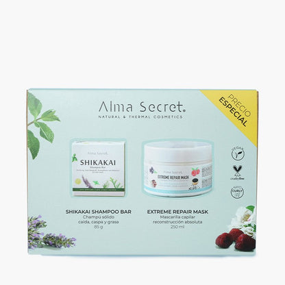 Alma Secret Pack Regalo: Shampoo Shikakai Bar + Mask Extreme