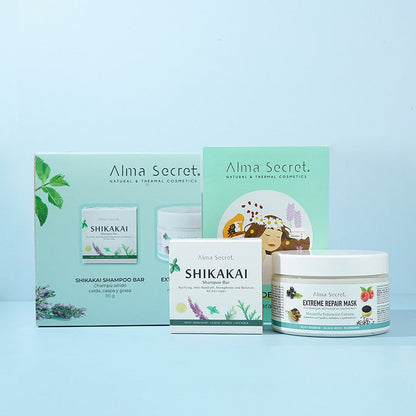 Alma Secret Pack Regalo: Shampoo Shikakai Bar + Mask Extreme